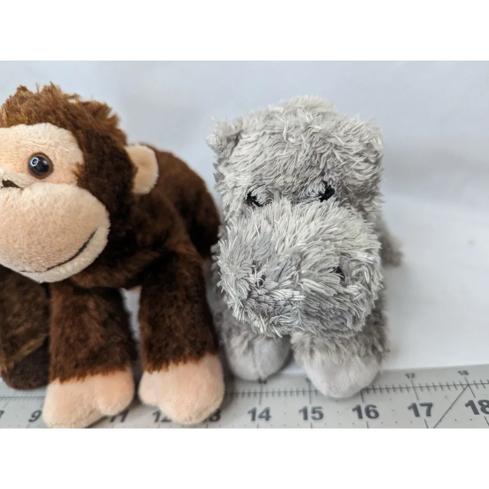Aurora Monkey Chimp Hippo Plush‎ Lot 6 7 Inch Brown Gray Stuffed Animal Toy